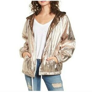 Blank NYC M Bomber Jacket‎ Copper Metallic Good Vibrations Reversible